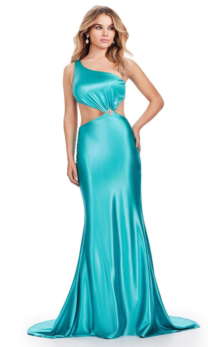 Ashley Lauren 11577 - Asymmetric Neck Cutout Prom Gown Prom Dresses 00 / Jade