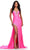 Ashley Lauren 11579 - Jersey Prom Dress with Beadwork Special Occasion Dress 00 / Hot Pink
