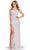 Ashley Lauren 11598 - Draped Sleeve Pearl Beaded Evening Gown Evening Dresses 0 / Ivory