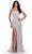 Ashley Lauren 11598 - Draped Sleeve Pearl Beaded Evening Gown Evening Dresses 0 / Silver