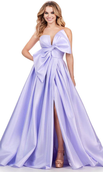 Ashley Lauren 11609 - V-Neck Oversized Bow Prom Ballgown 16 / Aqua