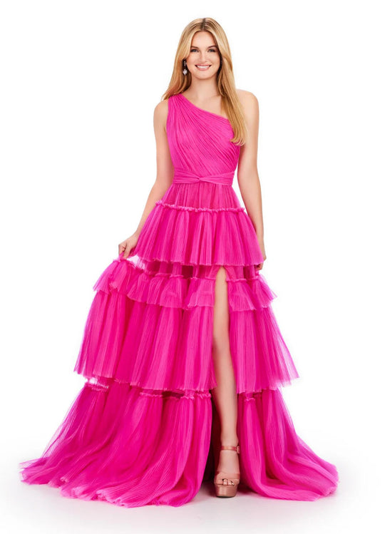 Ashley Lauren 11619 - One-Sleeve Ruched Detail Ballgown