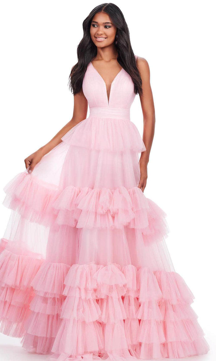 Ashley Lauren 11620 - Tiered Tulle Prom Dress Prom Dresses 00 / Ice Pink