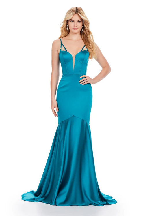 Ashley Lauren 11644 - Spaghetti Strap Satin Prom Dress