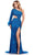 Ashley Lauren 11649 - Feather Cuff Sleeve Prom Dress Special Occasion Dress 00 / Peacock