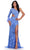 Ashley Lauren 11649 - Feather Cuff Sleeve Prom Dress Special Occasion Dress 00 / Periwinkle