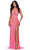 Ashley Lauren 11670 - Plunging Halter Ornate Prom Dress Prom Dresses 00 / Hot Pink