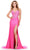 Ashley Lauren 11688 - Plunging V-Neck Prom Gown with Slit Prom Dresses 00 / Hot Pink