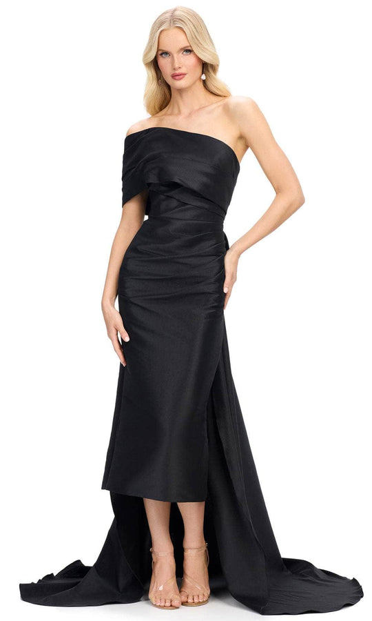Ashley Lauren 11727 - Asymmetric Evening Gown with Overskirt