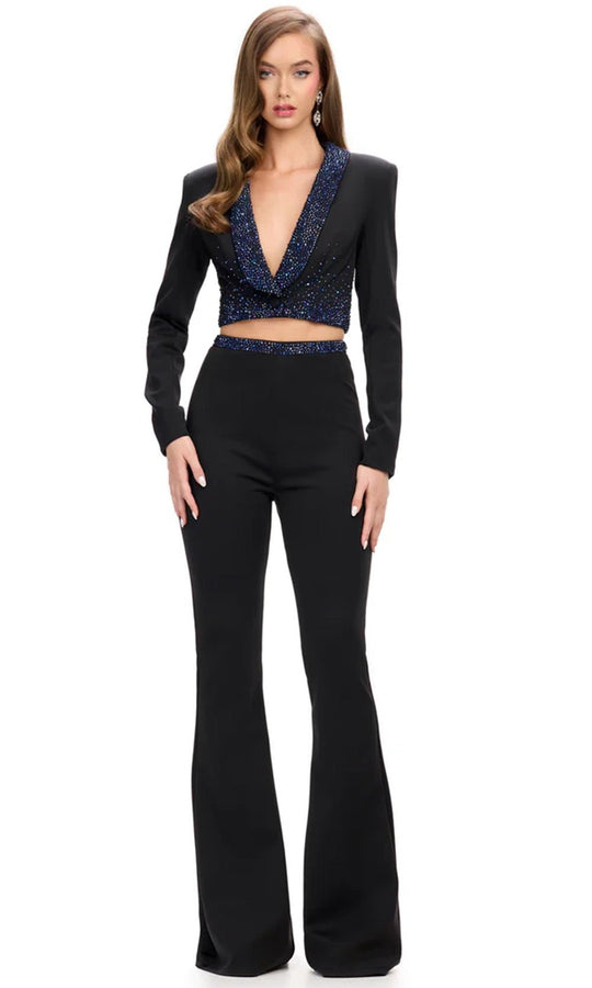 Ashley Lauren 11761 - Two-Piece Scuba Deep V-Neckline Jumpsuit