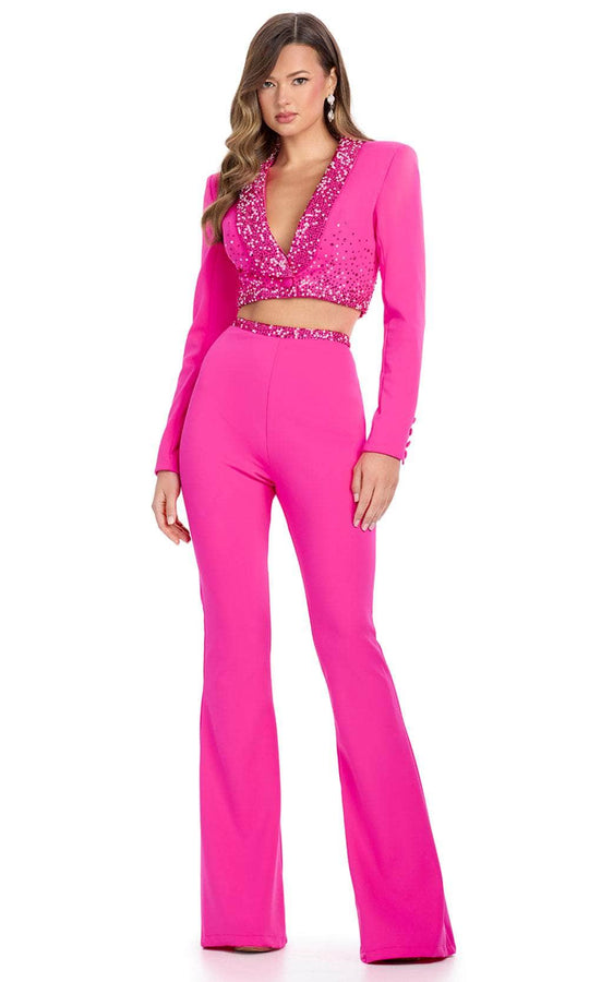 Ashley Lauren 11761 - Two-Piece Scuba Deep V-Neckline Jumpsuit