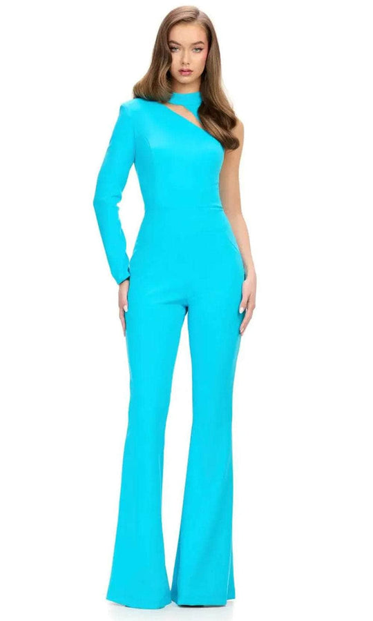 Ashley Lauren 11764 - Fitted One-Shoulder Knit Jumpsuit
