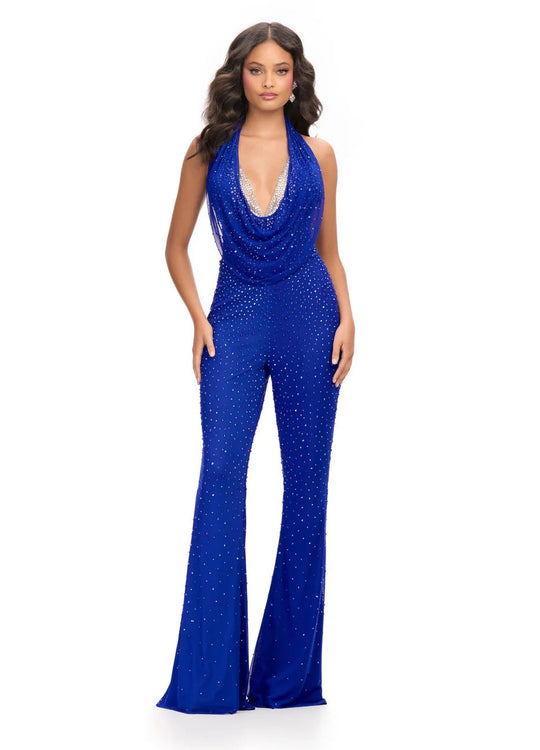 Ashley Lauren 11775 - Stone Embellished Sleeveless Jumpsuit