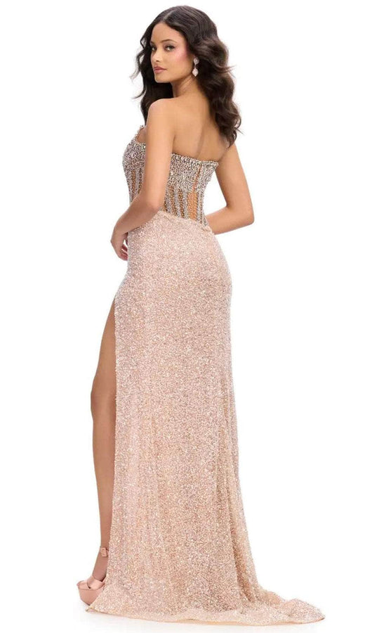 Ashley Lauren 11830 - Scoop Beaded See-Through Evening Gown