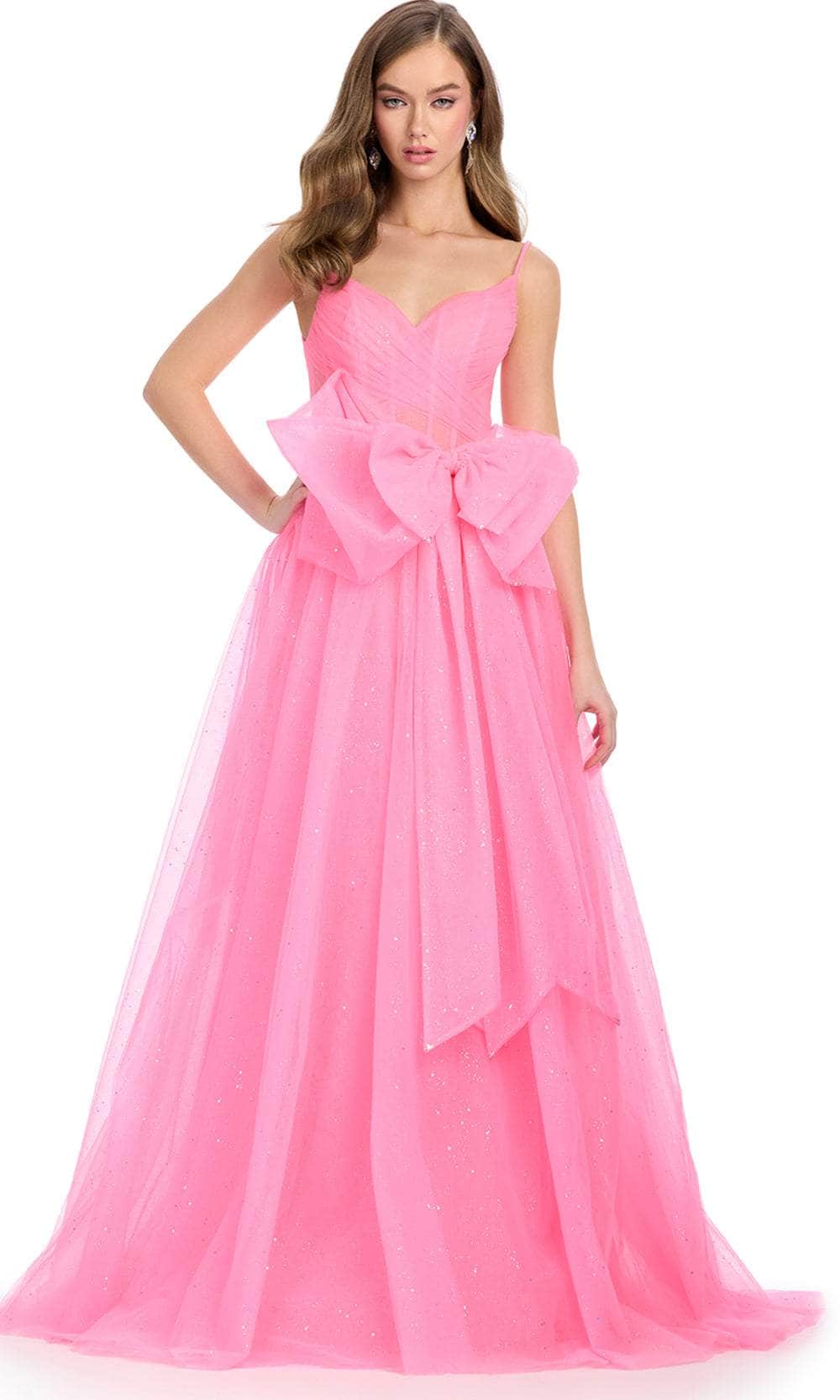 Ashley Lauren 11841 - Long Glitter Tulle A-Line Dress - Spaghetti ...