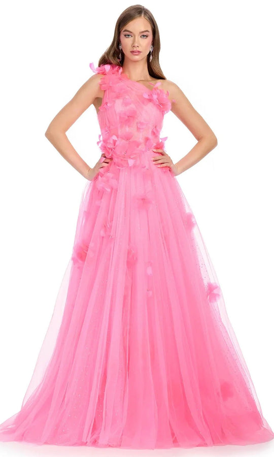 Ashley Lauren 11843 - One Shoulder Floral Applique Gown
