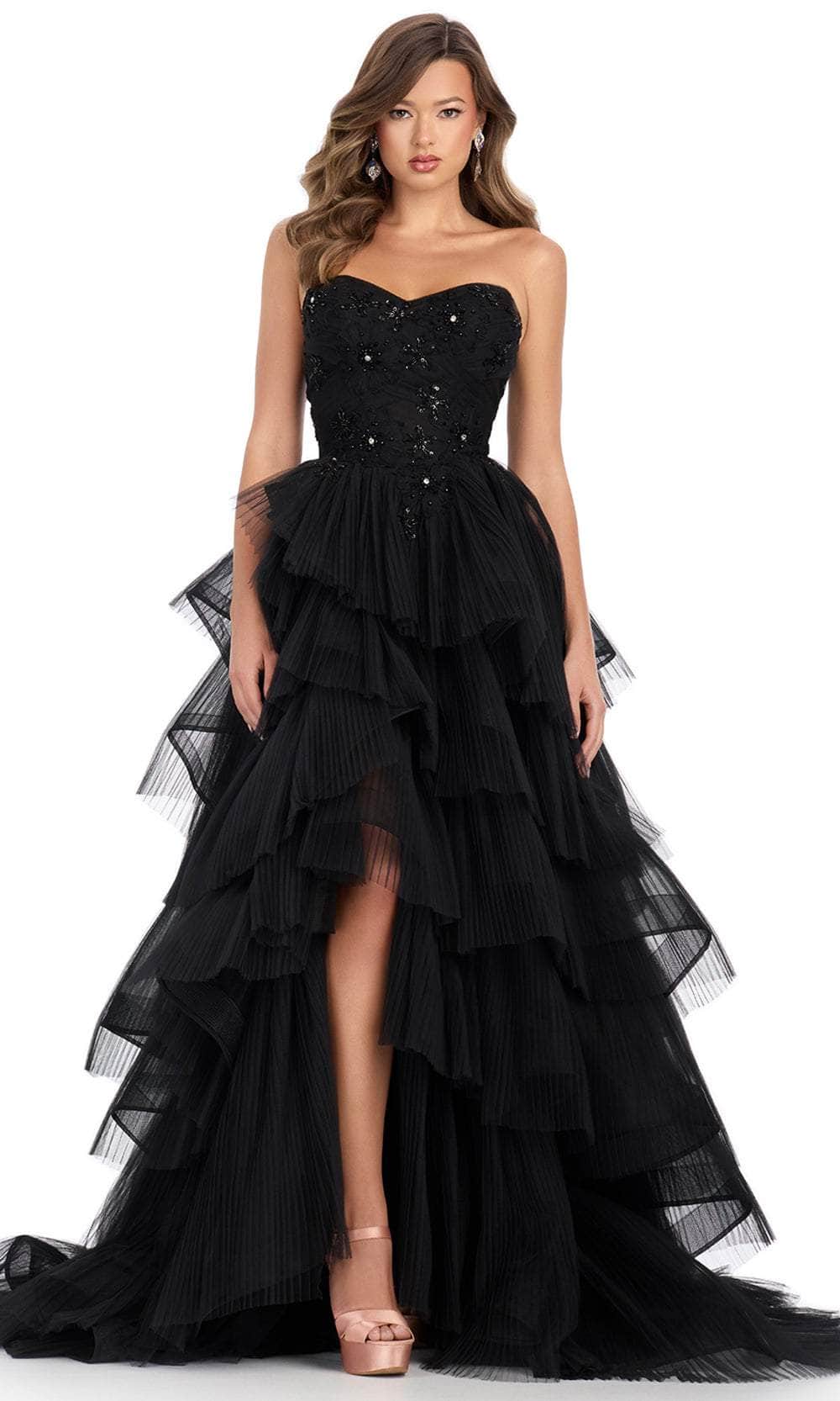 Ashley Lauren 11845 - Long Tulle A-Line Dress - Fitted Bodice ...