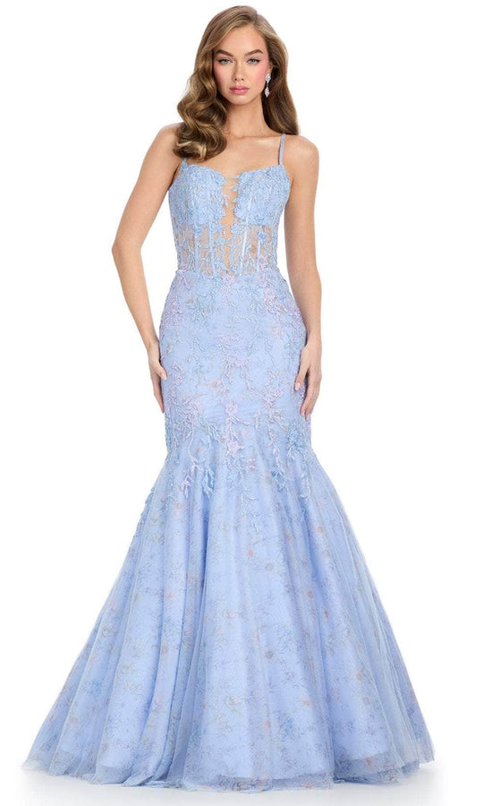 Ashley Lauren 11848 - Tulle Applique Corset Bustier Prom Gown