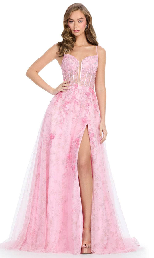 Ashley Lauren 11849 - Spaghetti Strap Corset Bustier Prom Gown