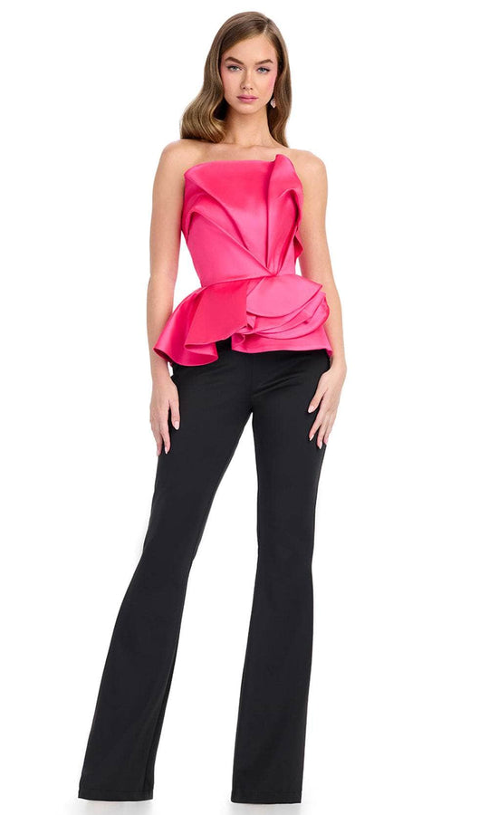 Ashley Lauren 11875 - Strapless Peplum with Pleating Jumpsuit