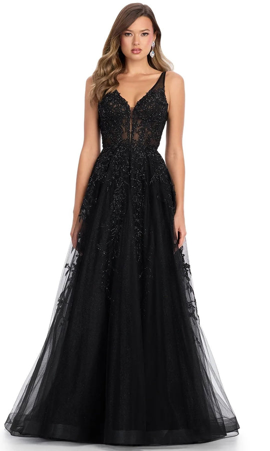 Ashley Lauren 11892 - Scoop Back Embroidered Prom Gown