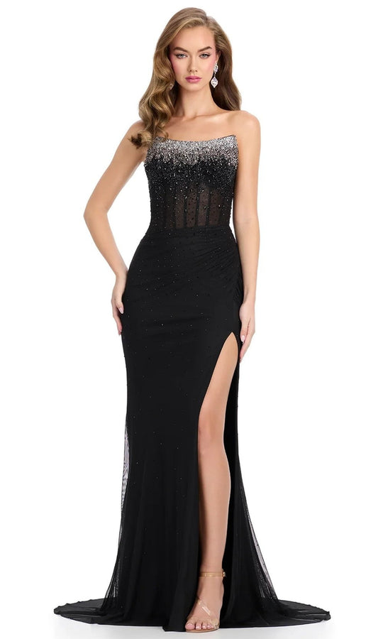 Ashley Lauren 11904 - Crystal Beaded Scoop Neck Prom Gown