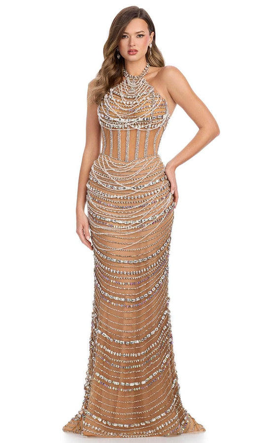 Ashley Lauren 11958 - High Neckline Beaded Evening Gown