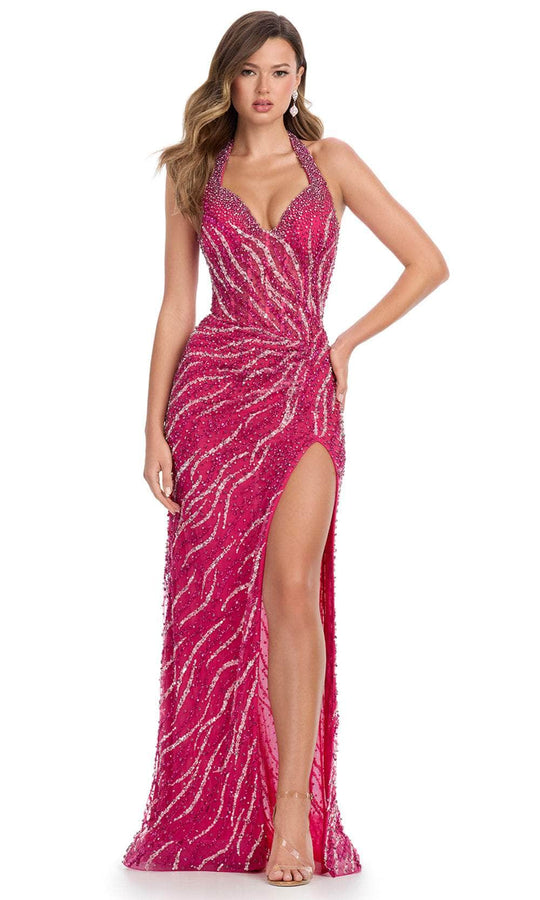 Ashley Lauren 11964 - Halter Neckline Bead Encrusted Prom Dress