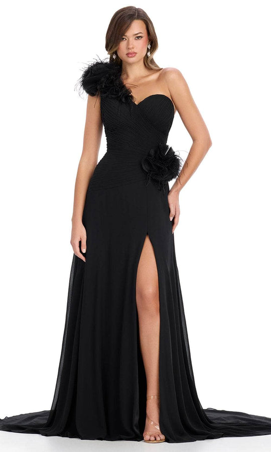 Ashley Lauren 11969 - Feather Accent One Shoulder Prom Dress