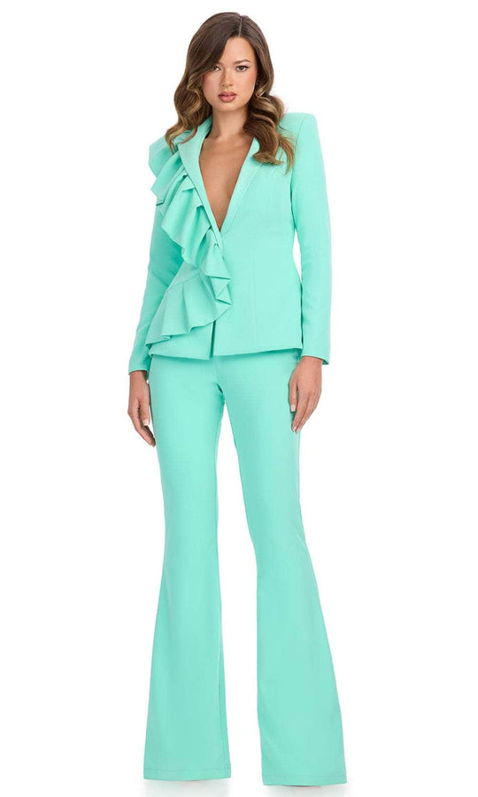 Ashley Lauren 11971 - Ruffle V-Neckline Two-Piece Jersey Jumpsuit