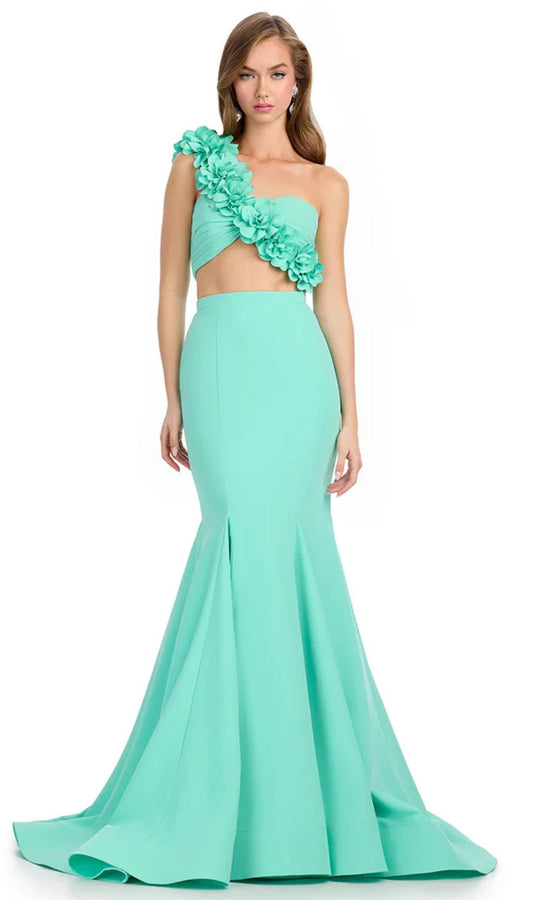 Ashley Lauren 11981 - 3D Flower One-Shoulder Long Dress