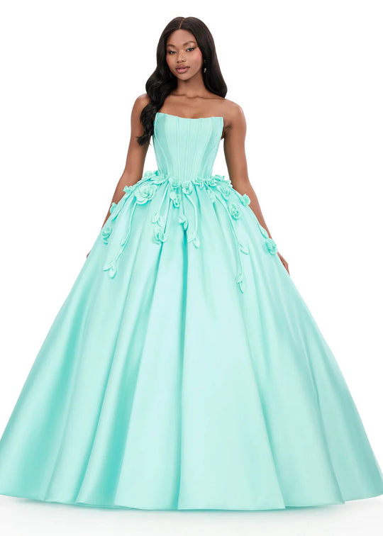 Ashley Lauren 12062 - Rosette Embellished Scoop Neck Ballgown
