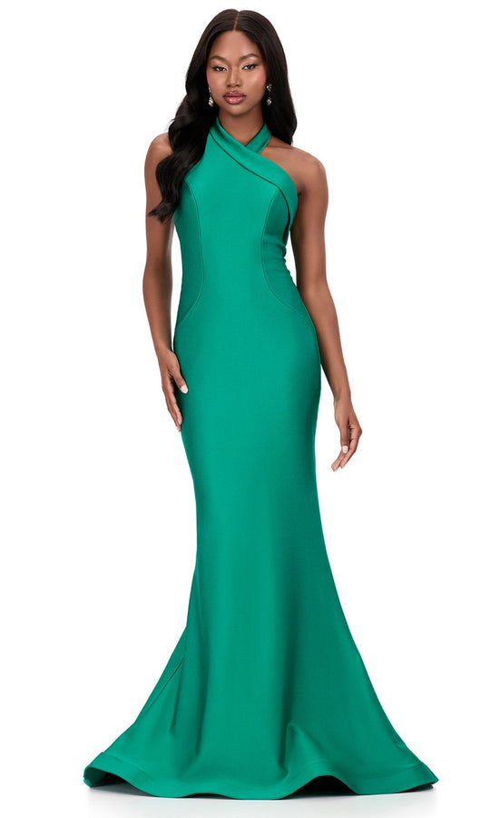 Ashley Lauren 12162 - High Halter Jersey Mermaid Dress