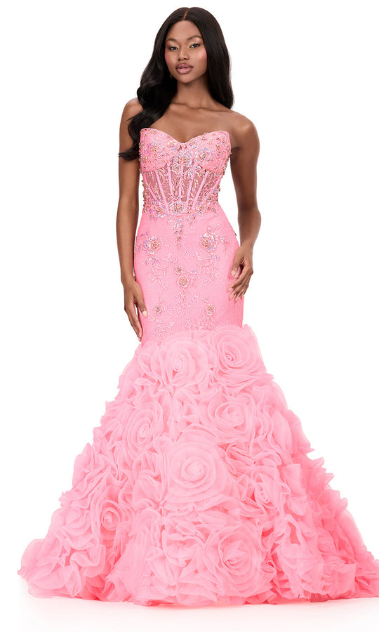 Ashley Lauren 12170 - Strapless Corset Rosette Mermaid Dress