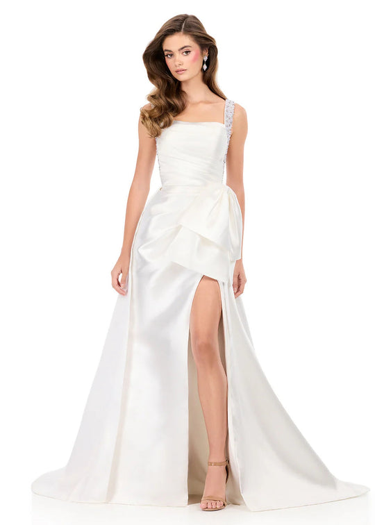 Ashley Lauren 12276 - Beaded Strap Mikado Overskirt Evening Gown
