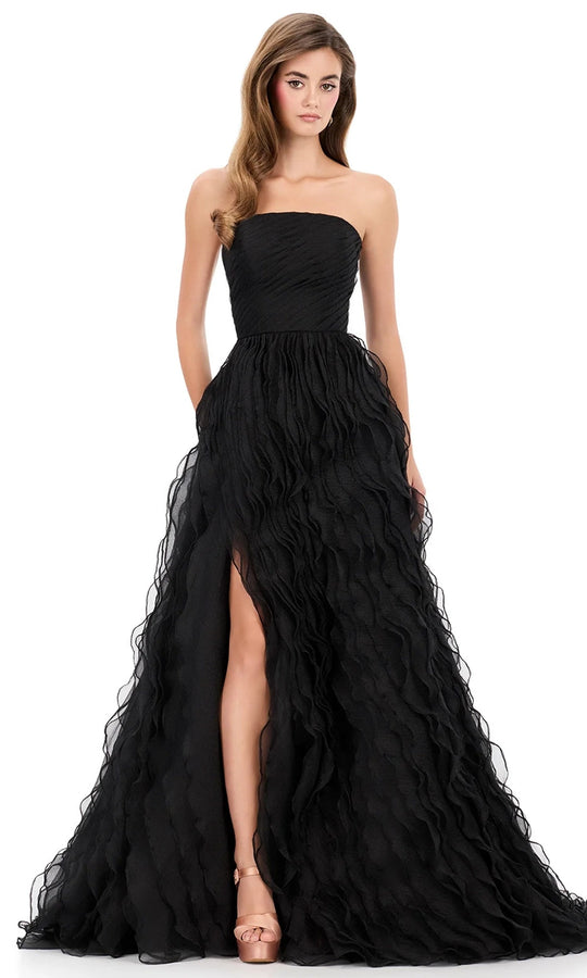Ashley Lauren 12306 - Straight Neckline Crinkle Organza Ballgown