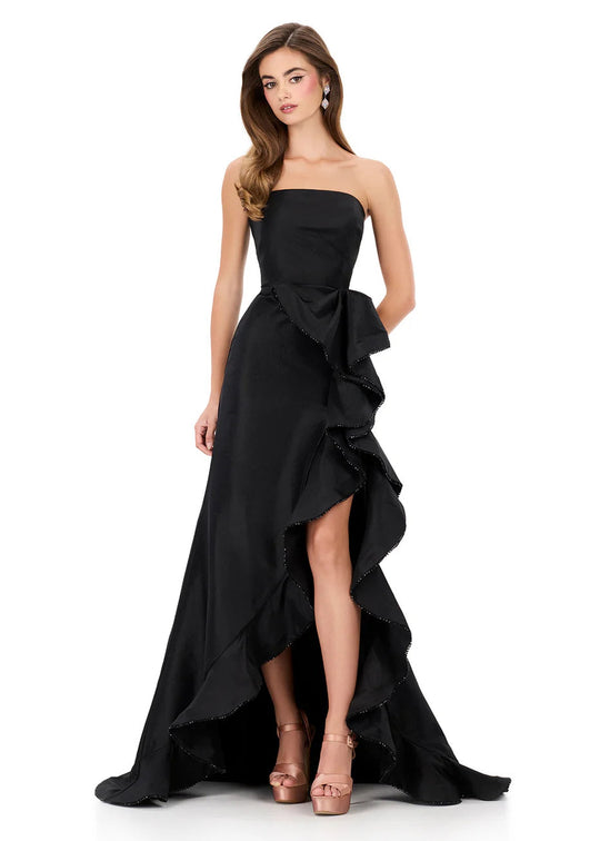 Ashley Lauren 12309 - Straight Neckline Ruffle Drape Prom Dress