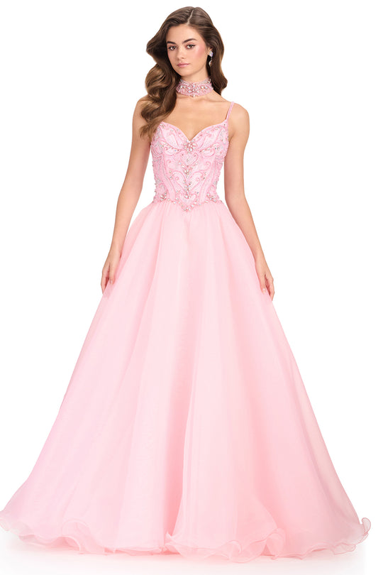 Ashley Lauren 12390 - Sleeveless Beaded Organza Prom Gown