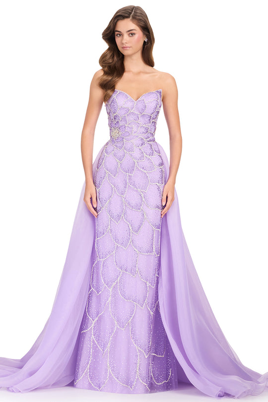 Ashley Lauren 12391 - Organza Overskirt Beaded Strapless Prom Gown