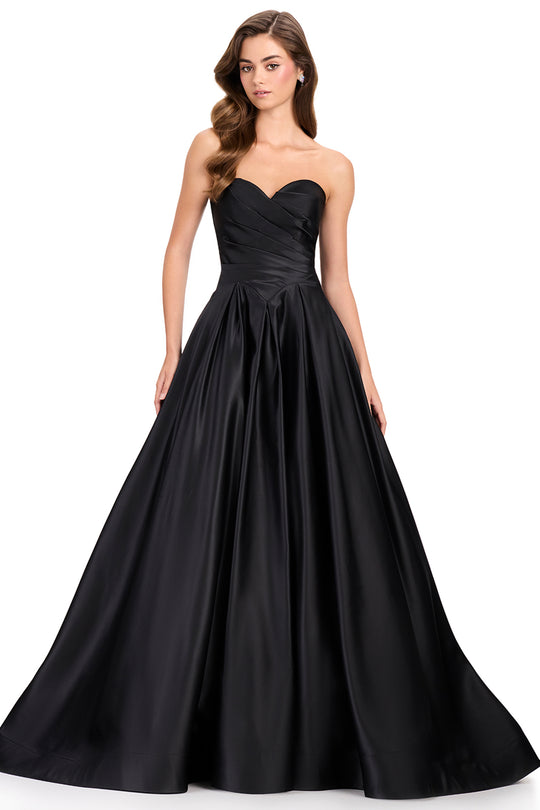 Ashley Lauren 12394 - Pleated Satin Sweetheart Prom Ballgown
