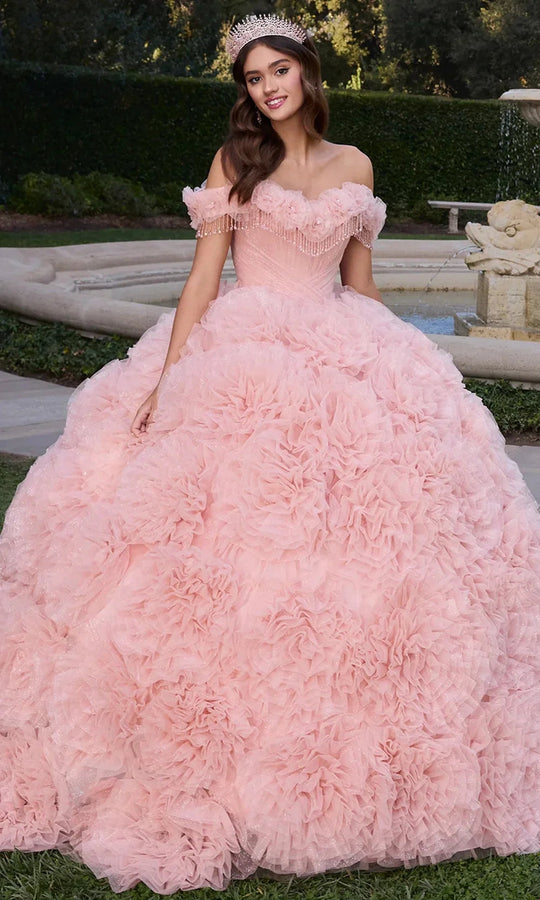 Ashley Lauren 30122 - Ruffled Skirt Off Shoulder Tulle Gown