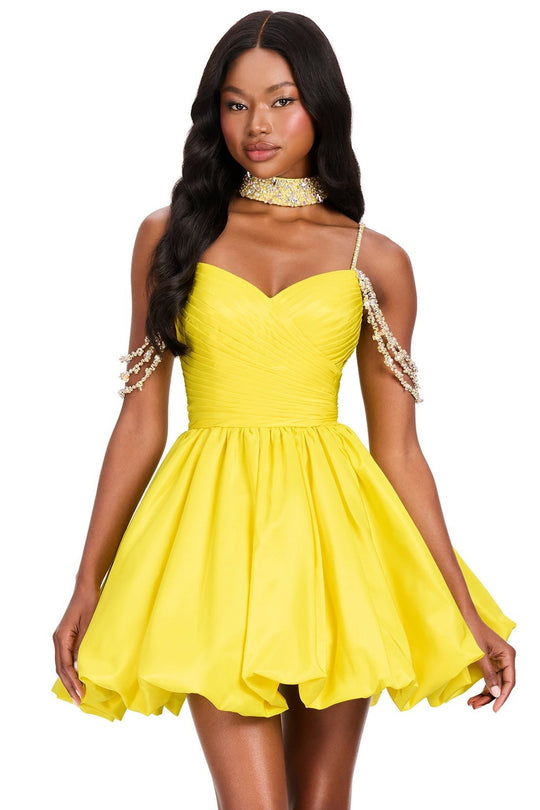 Ashley Lauren 40042 - Beaded Strap Bubble Taffeta Cocktail Dress