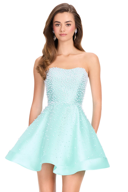 Ashley Lauren 40043 - Pearl Beaded A-Line Mikado Cocktail Dress