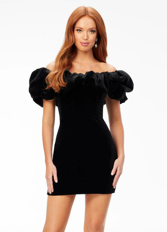 Ashley Lauren 4528 - Off Shoulder Ruffle Cocktail Dress