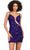 Ashley Lauren 4589 - Beaded Plunge Cocktail Dress Cocktail Dresses 00 / Purple