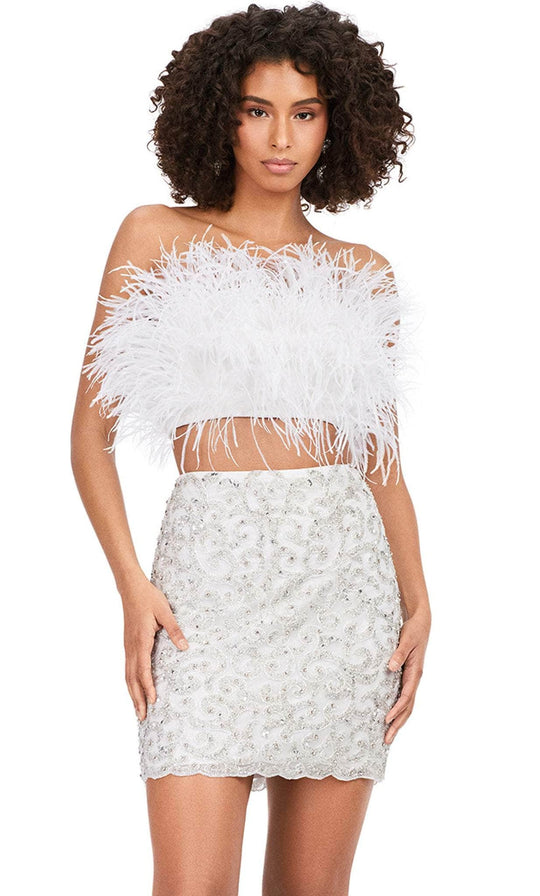 Ashley Lauren 4599 - Feather Bustier Strapless Cocktail Dress