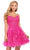Ashley Lauren 4604 - Beaded Feathers A-Line Cocktail Dress Cocktail Dresses 00 / Neon Pink