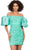 Ashley Lauren 4609 - Oversized Puff Sleeve Beaded Cocktail Dress Cocktail Dresses 0 / Aqua