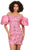Ashley Lauren 4609 - Oversized Puff Sleeve Beaded Cocktail Dress Cocktail Dresses 0 / Candy Pink