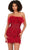 Ashley Lauren 4615 - Beaded Strapless Feather Cocktail Dress Cocktail Dresses 0 / Red